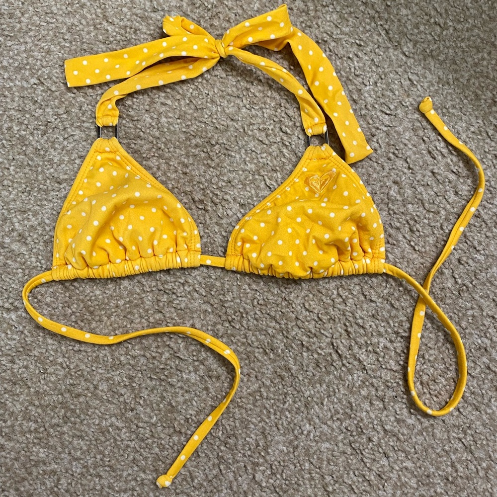 ROXY Yellow Polka Dot Bikini Top